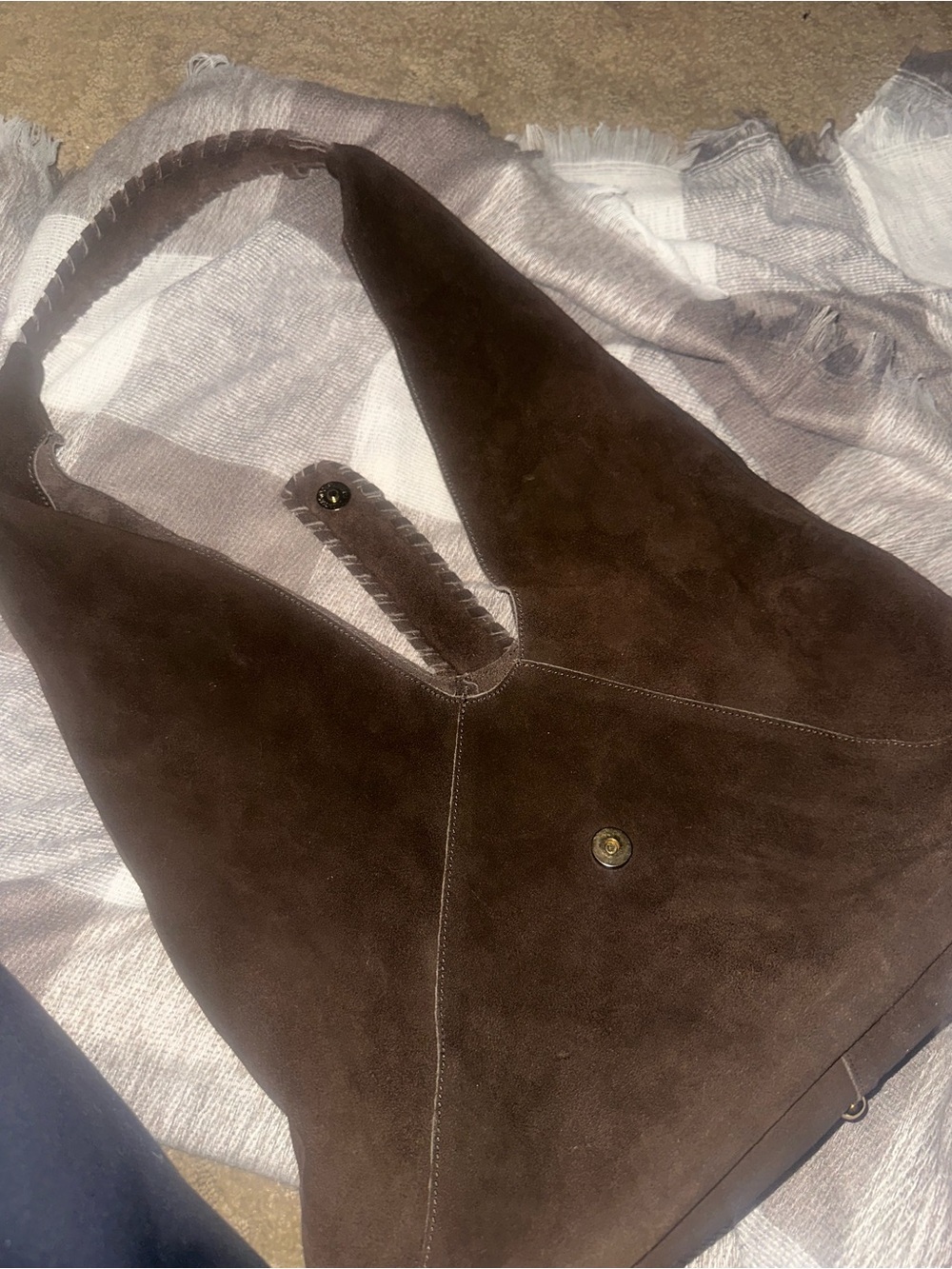 Haute Hippie Dark Brown Suede Hobo Bag - Picture 4 of 5